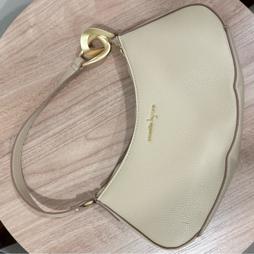 Nanette Lepore Cream Shoulder Bag with Gold Accent